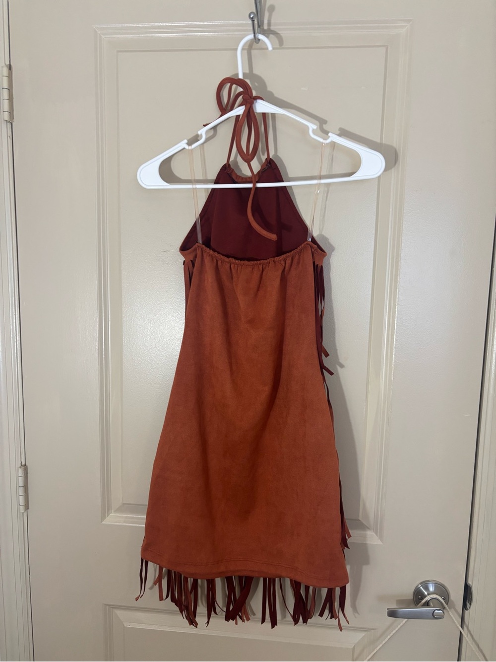 Rust Fringe Halter Mini Dress - Picture 3 of 3